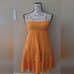 Zara Vibrant Orange Smocked Dress